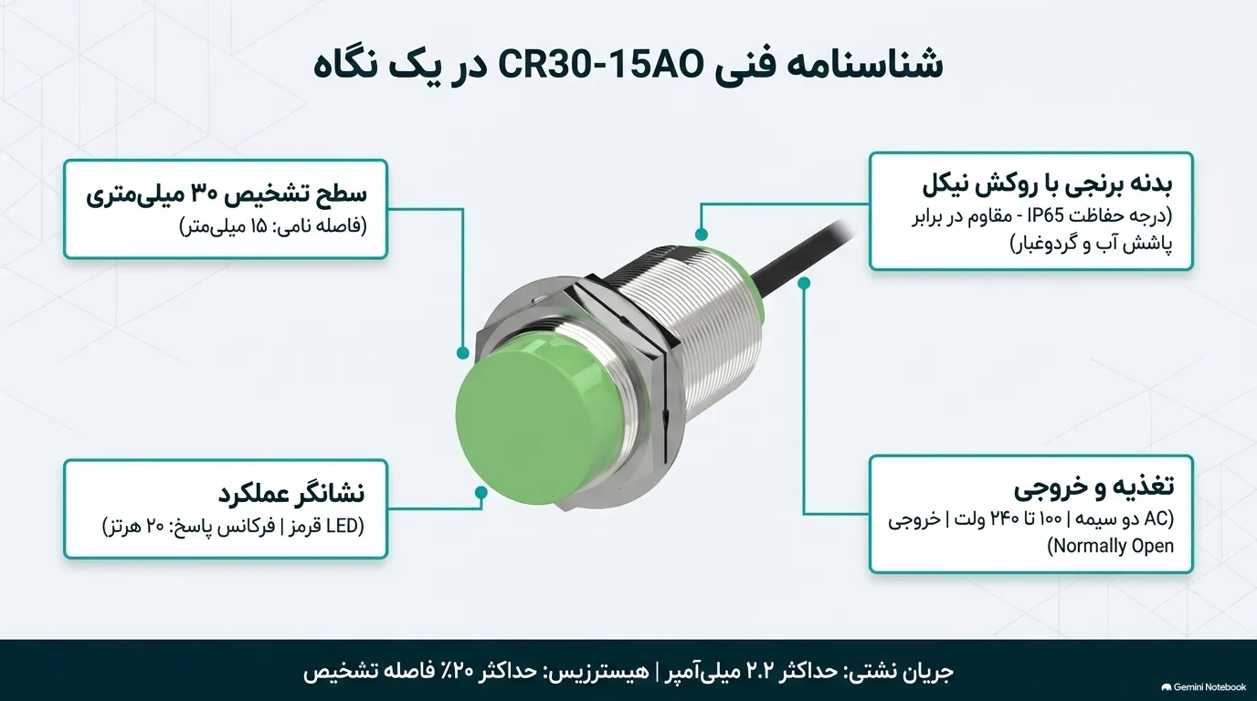 مشخصات فنی سنسور خازنی آتونیکس مدل CR30-15AO