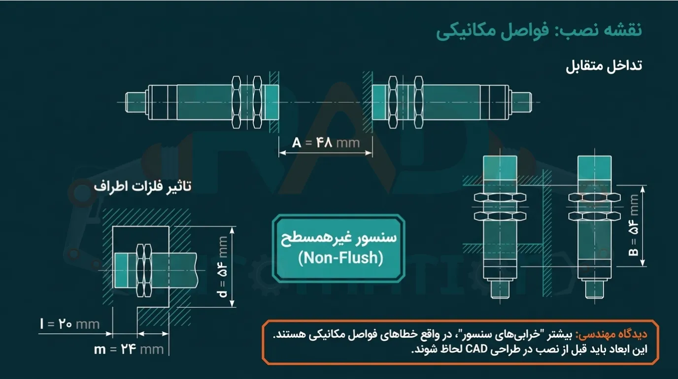 نقشه نصب سنسور خازنی آتونیکس مدل CR18-8AC