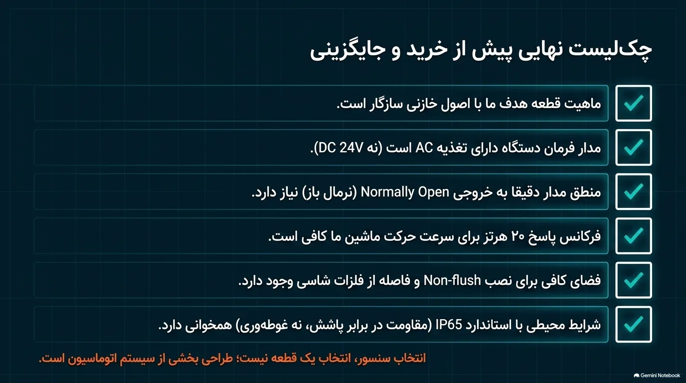 چک لیست پیش از خرید سنسور خازنی CR30-15AO