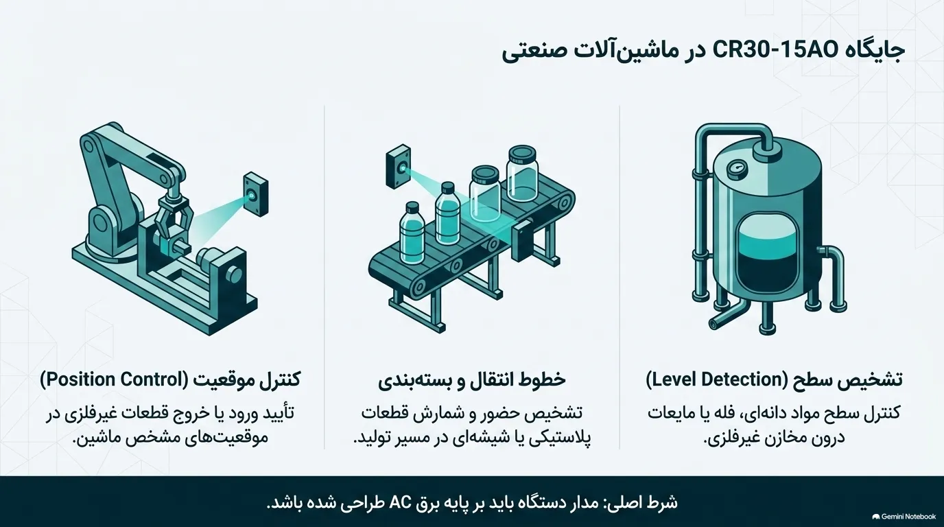 کاربردهای صنعتی سنسور خازنی آتونیکس CR30-15AO